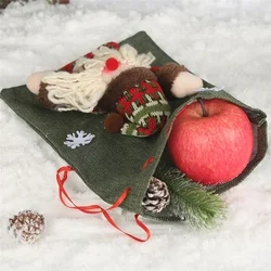 Bolsa de pesca con cordón de lino y estampado manzana