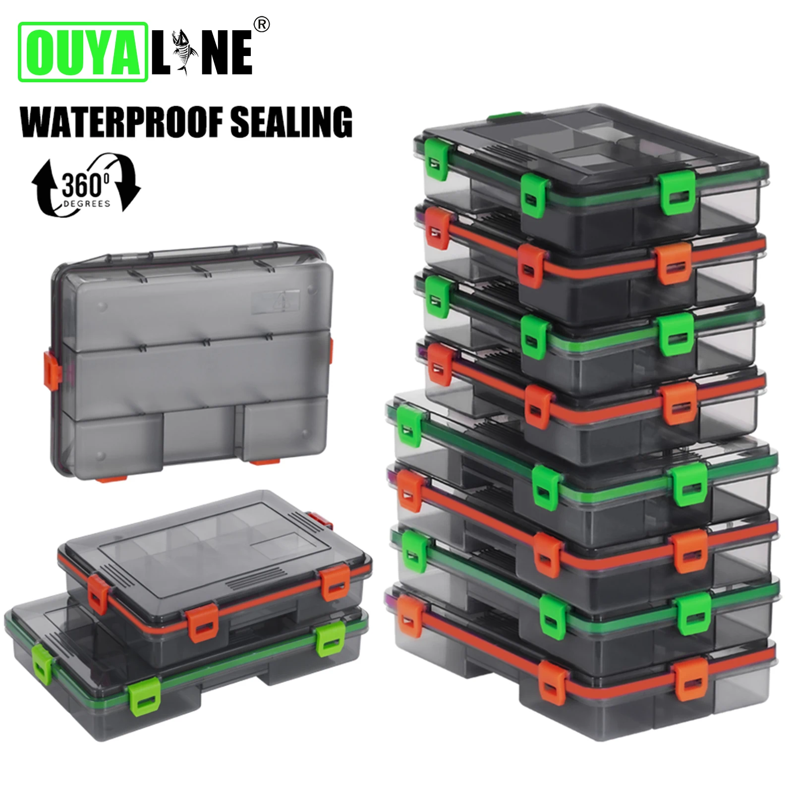 Caja impermeable abierta mostrando compartimentos internos