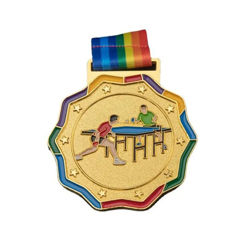 Medallas de metal doradas para equipos y competiciones deportivas