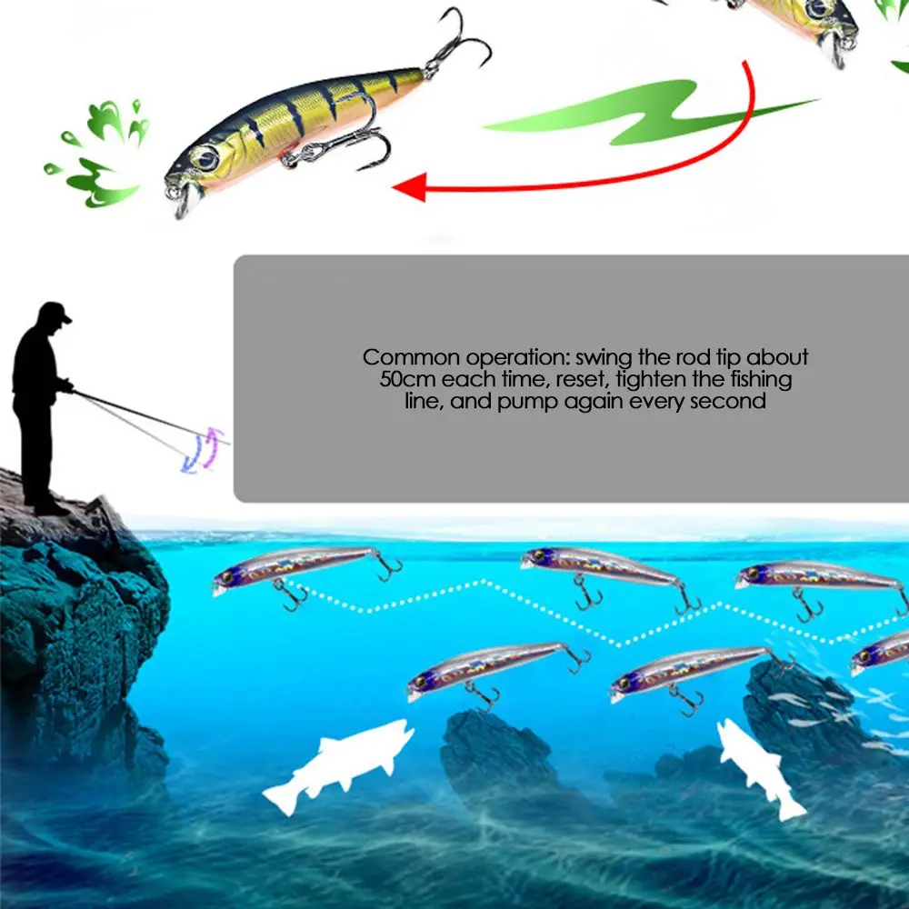 Señuelo de pesca duro con acción en el agua