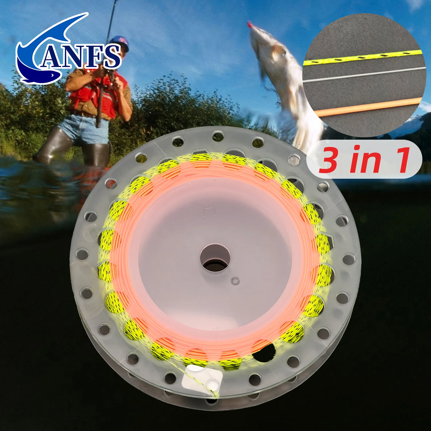 ANFS WF-5F – Kit línea de pesca con mosca flotante y líder 4X