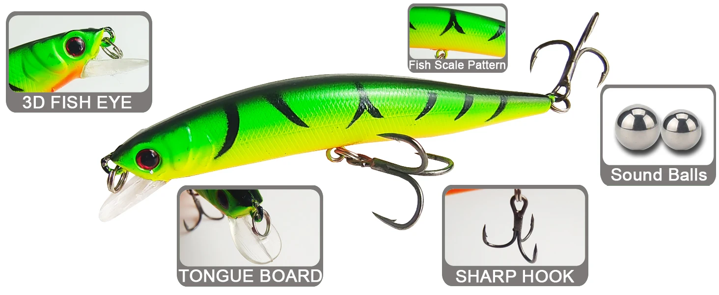 Cebos tipo minnow y crankbait del lote