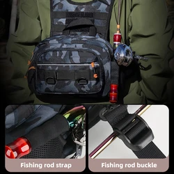 Riñonera de pesca con soportes para caña sistema Molle