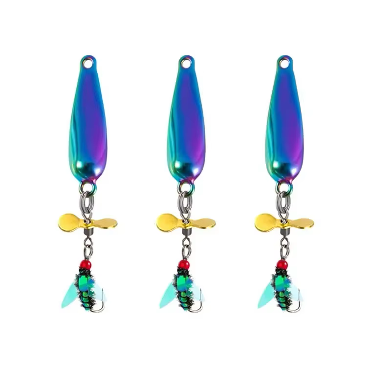Señuelos Micro jig 3 piezas – Bucktails con hélice giratoria para pesca - imagen 2