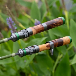 Fishingfans Caña ultraligera UL viaje portátil con mango de madera