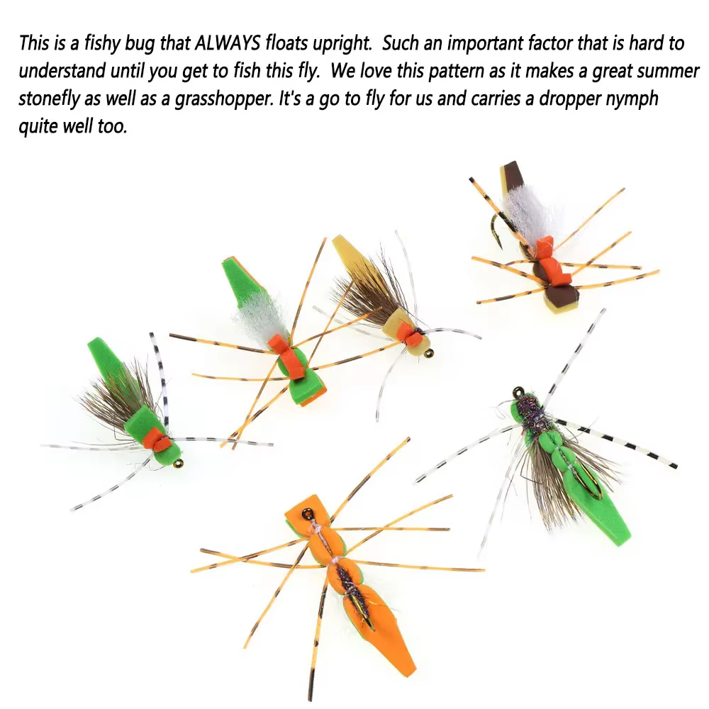 Bimoo Morrish Hopper – Mosca Seca Saltamontes con Patas de Goma - imagen 2