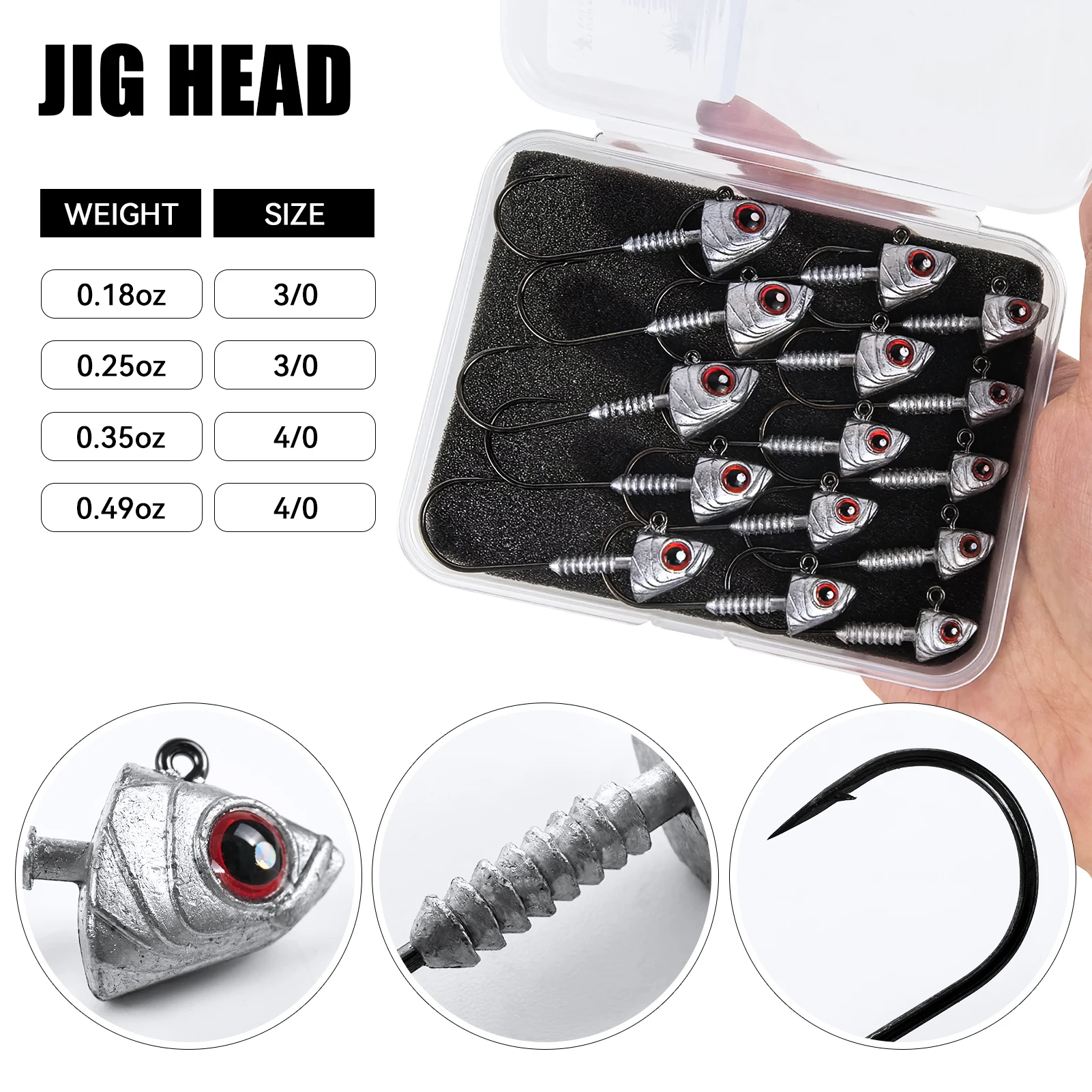FREE FISHER Jigheads Ned Rig con ojos 3D y retenedor de cebo