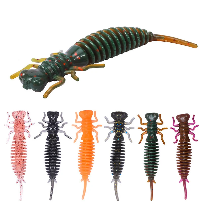 Señuelos blandos tipo larva/verme en distintos colores