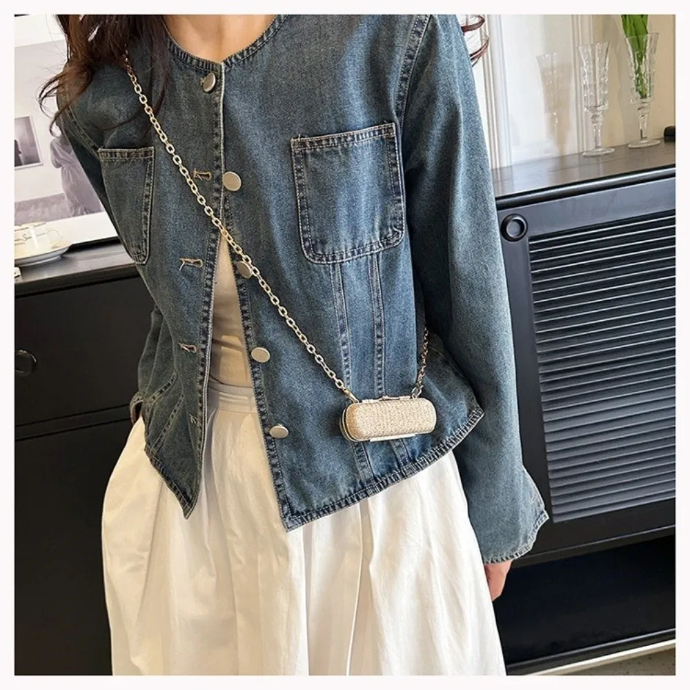 Bolso de noche mini brillante con bandolera y cadena para mujer - imagen 4