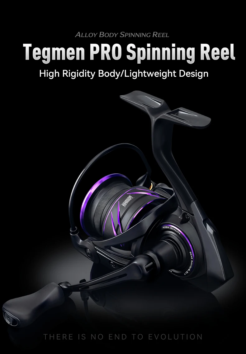 Carrete de spinning KINGDOM Tegmen Pro en acción