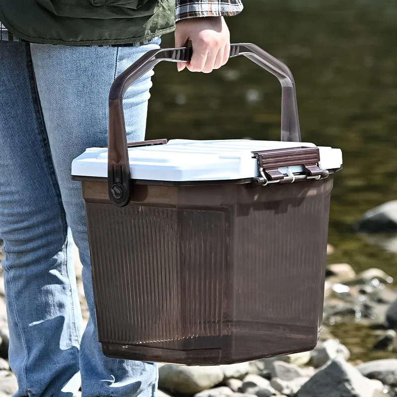 Caja de pesca con asiento, cubo reforzado y tapa para transporte - imagen 2
