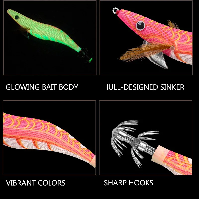 Egi Jig lumínico fluorescente para jigging de calamar – cebo de madera - imagen 3