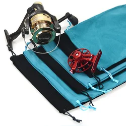 Bolsa para carretes de pesca portátil Azul y Negro con cordón