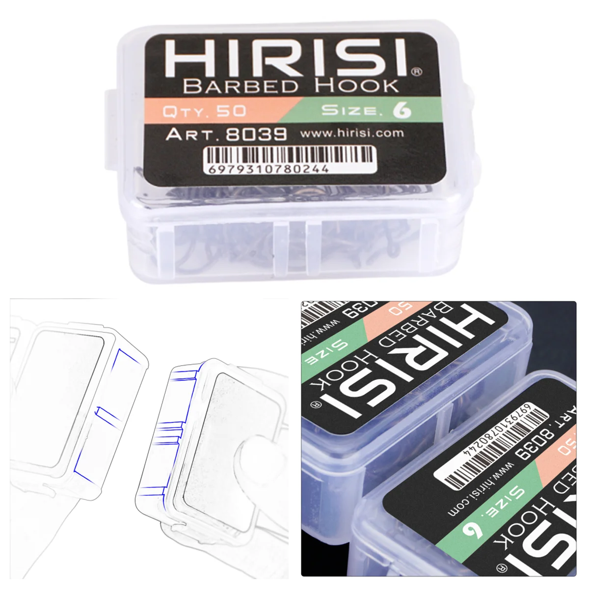 Anzuelos Carpa Hirisi acero alto carbono con PTFE, ojo y afilados - imagen 4