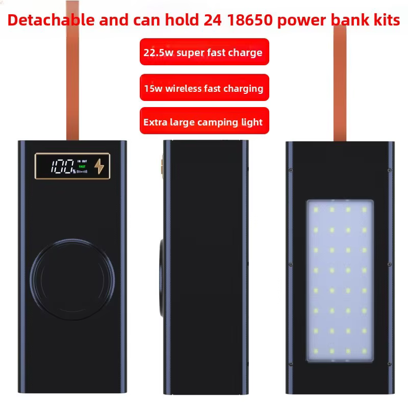 Carcasa Power Bank DIY 18650 con Carga Inalámbrica y Luz Camping - imagen 3