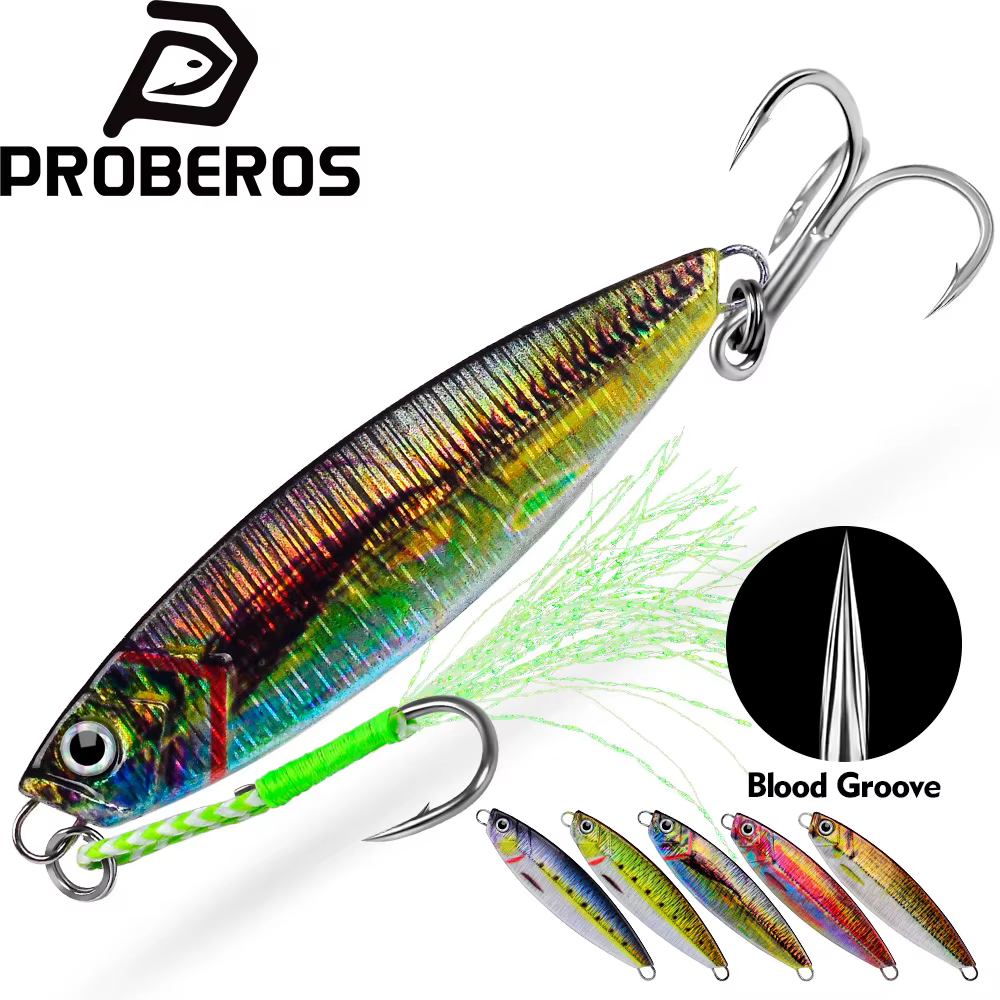 PROBEROS señuelo swimbait metálico con acabado láser y anzuelo - imagen 4