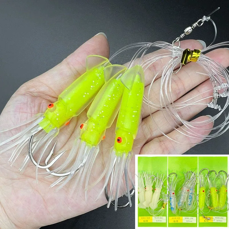 Señuelos luminosos para pesca de calamar en aguas profundas