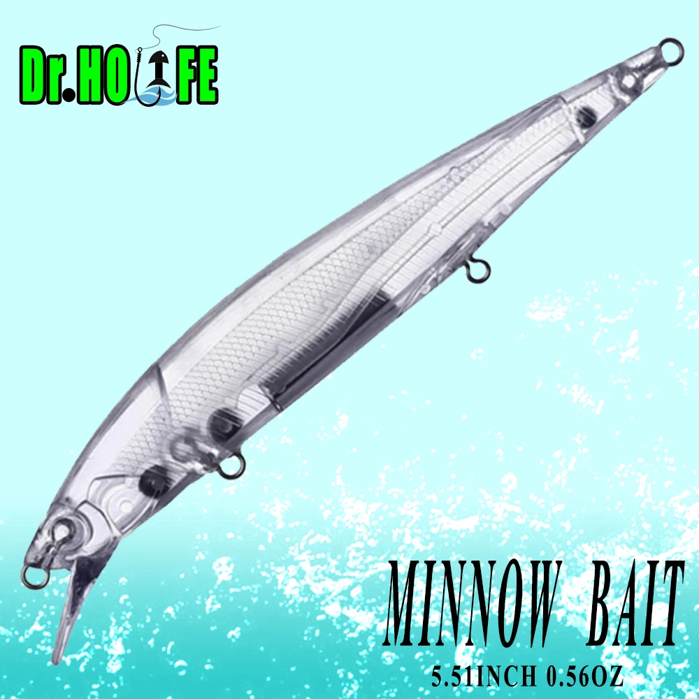 Señuelos Minnow sin pintar con sonajero para agua media Dr.Holife - imagen 2