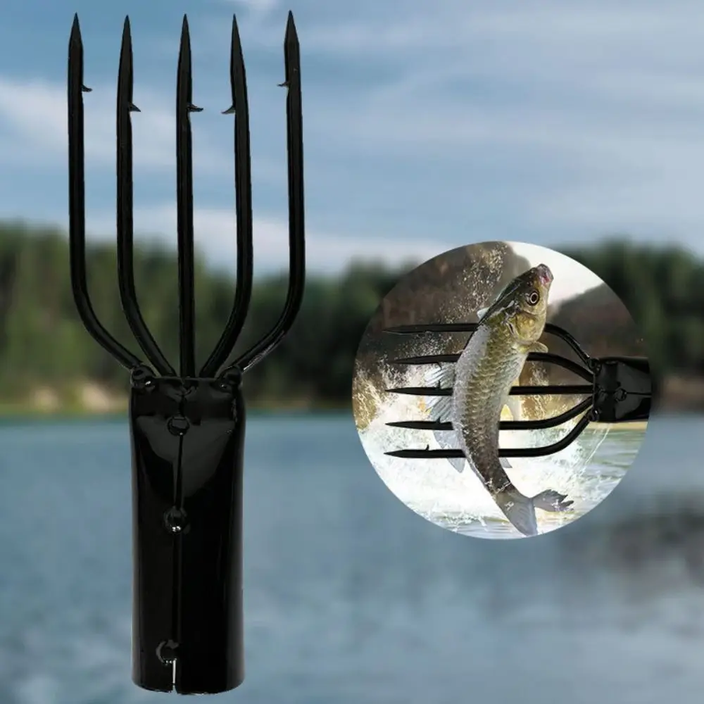 Arpón de pesca de acero inoxidable negro afilado con púas - imagen 4