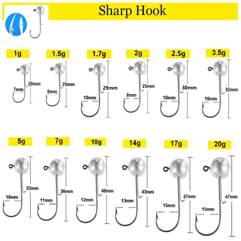 Jig head de cabeza redonda para vinilo – gusano suave - imagen 3