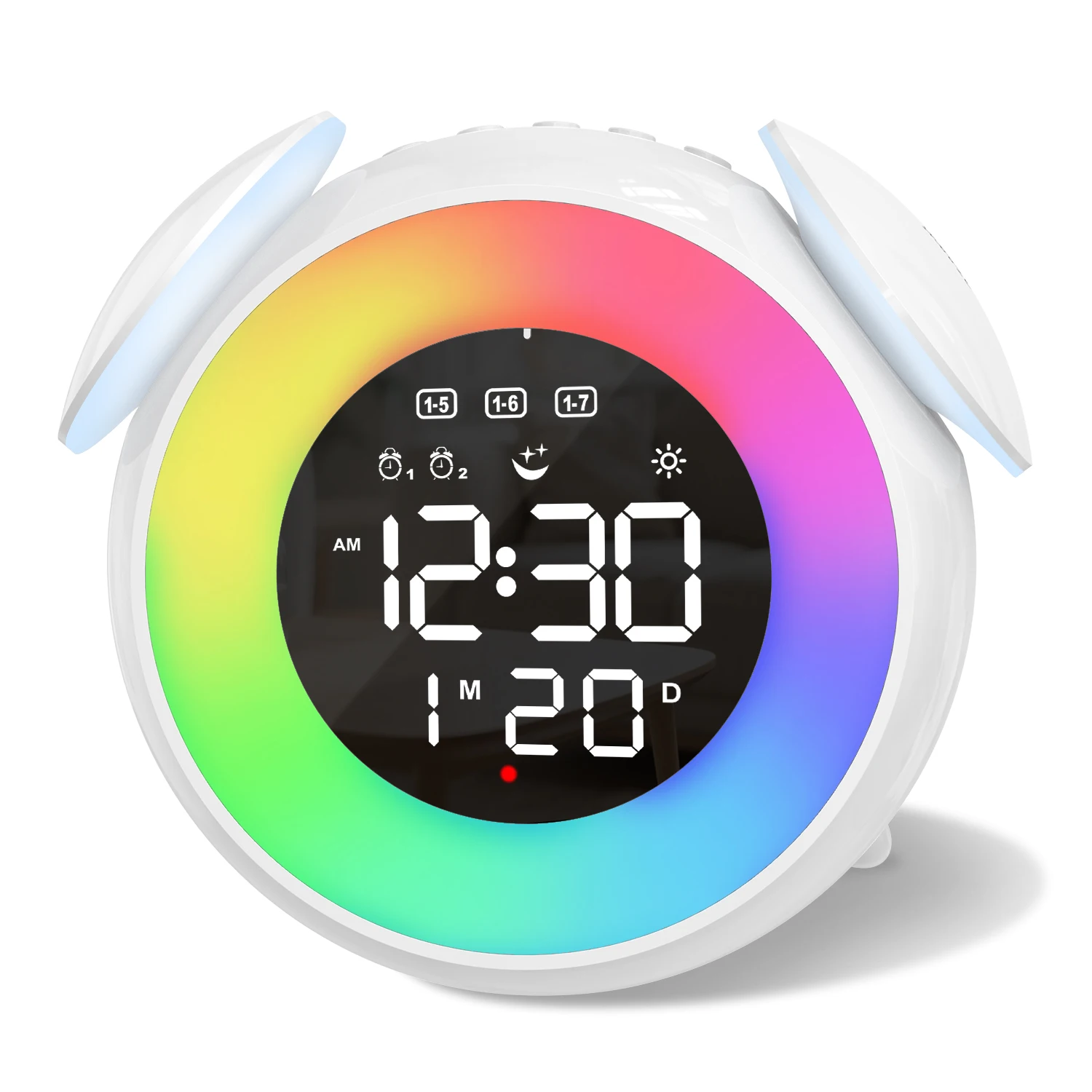 ORIA Despertador infantil multicolor con luz nocturna y doble alarma - imagen 2