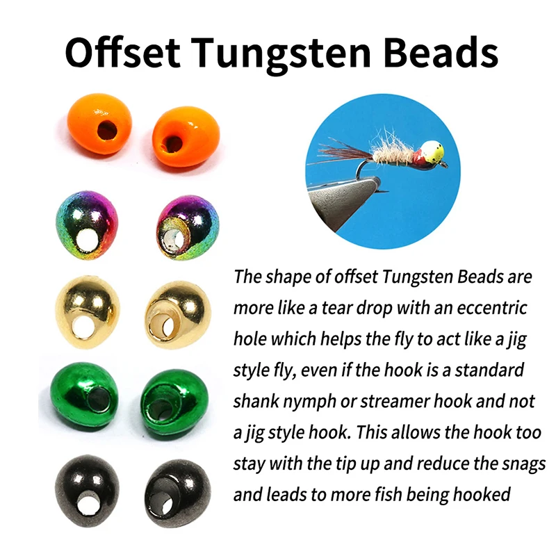 Cuentas de tungsteno compensadas para atar ninfas y moscas - imagen 2
