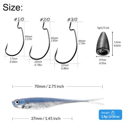 Kit Texas Rig: Anzuelos, Vinilo 75mm y Peso Bala para Lubina