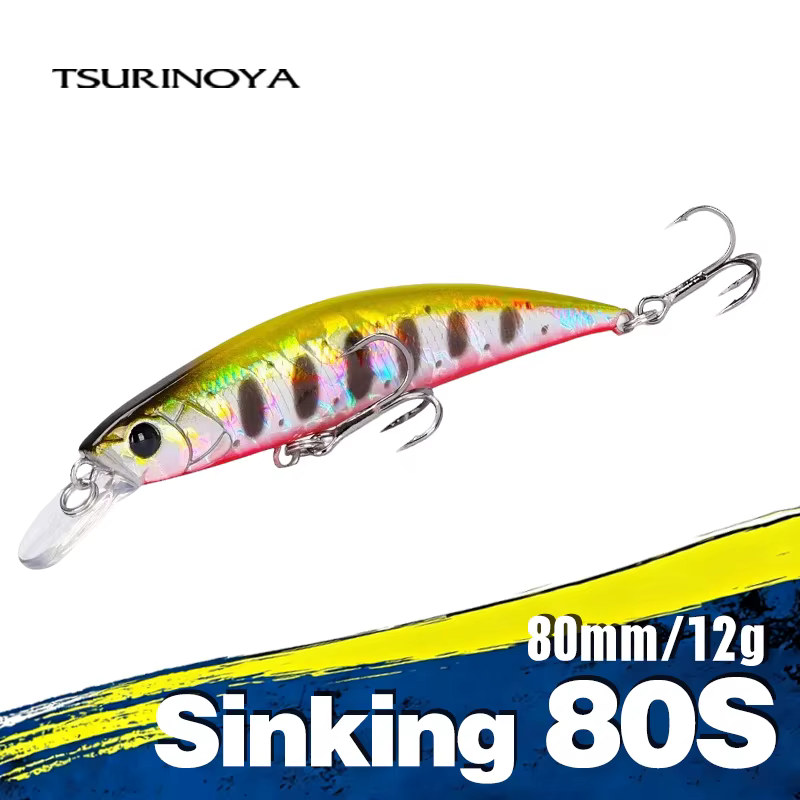 TSURINOYA Minnow 80S Jerkbait hundimiento para trucha y black bass