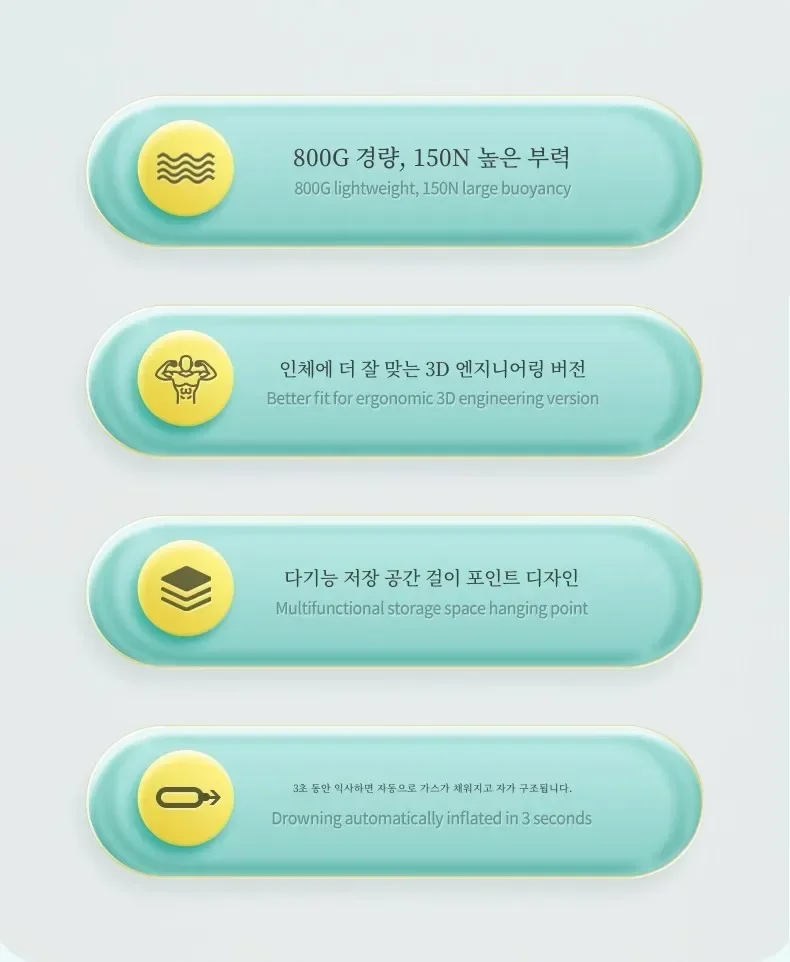 Detalle del chaleco inflable para actividades acuáticas