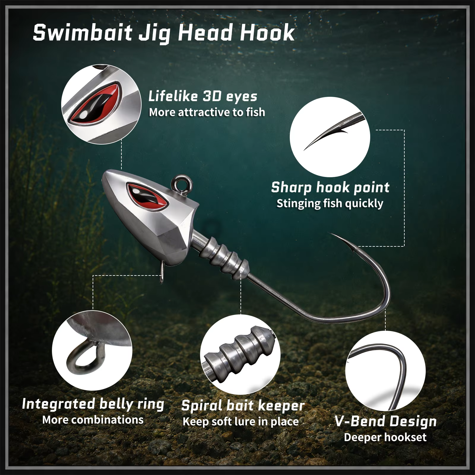 Anzuelos de jighead 9KM con ojos 3D para pesca en agua salada