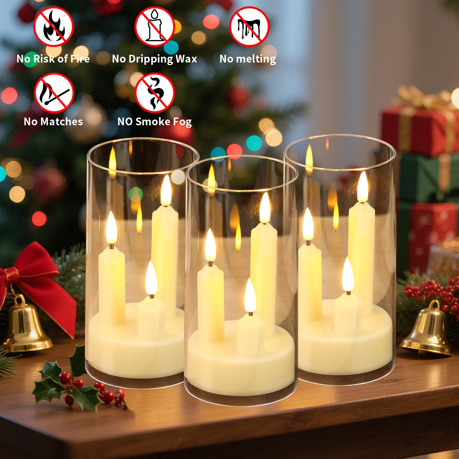 Velas LED cónicas parpadeantes 15 cm sin llama para decoración - imagen 2