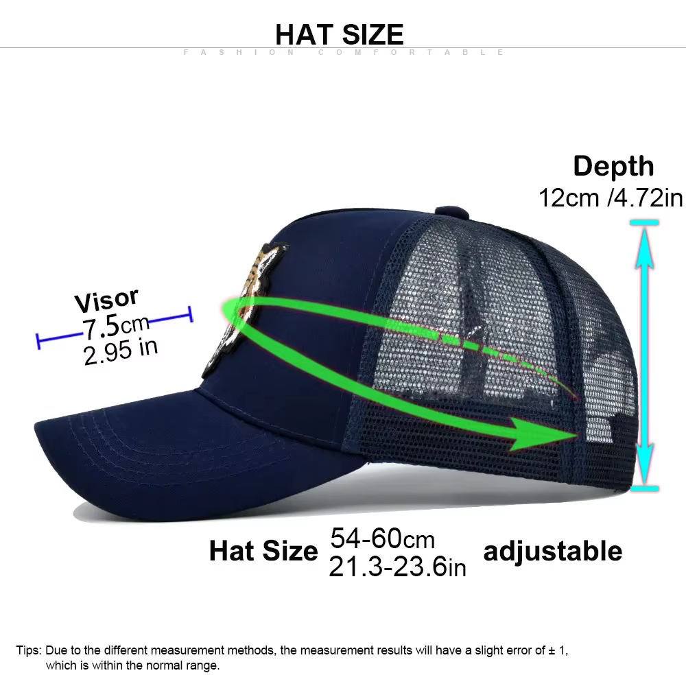 Gorra de pesca transpirable con malla y bordado de tigre