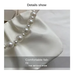 Bolso bandolera plisado cuero PU perlas – Tamaño pequeño