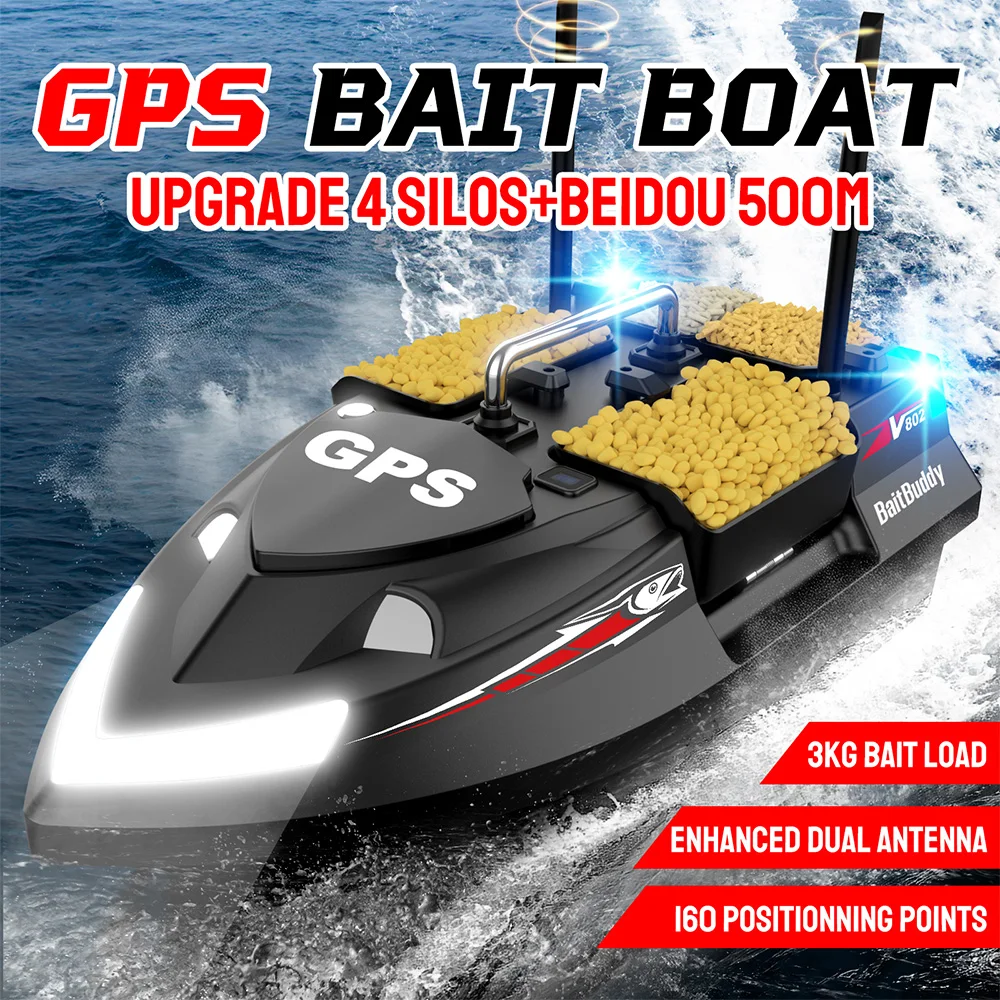Barco cebador con posicionamiento GPS y diseño práctico