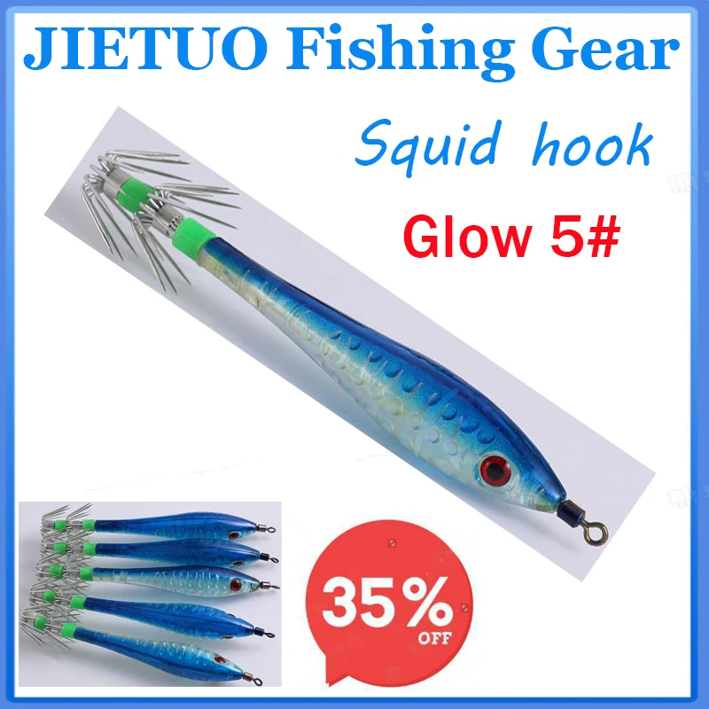 Anzuelos de calamar luminosos galvanizados para pesca marina - imagen 5