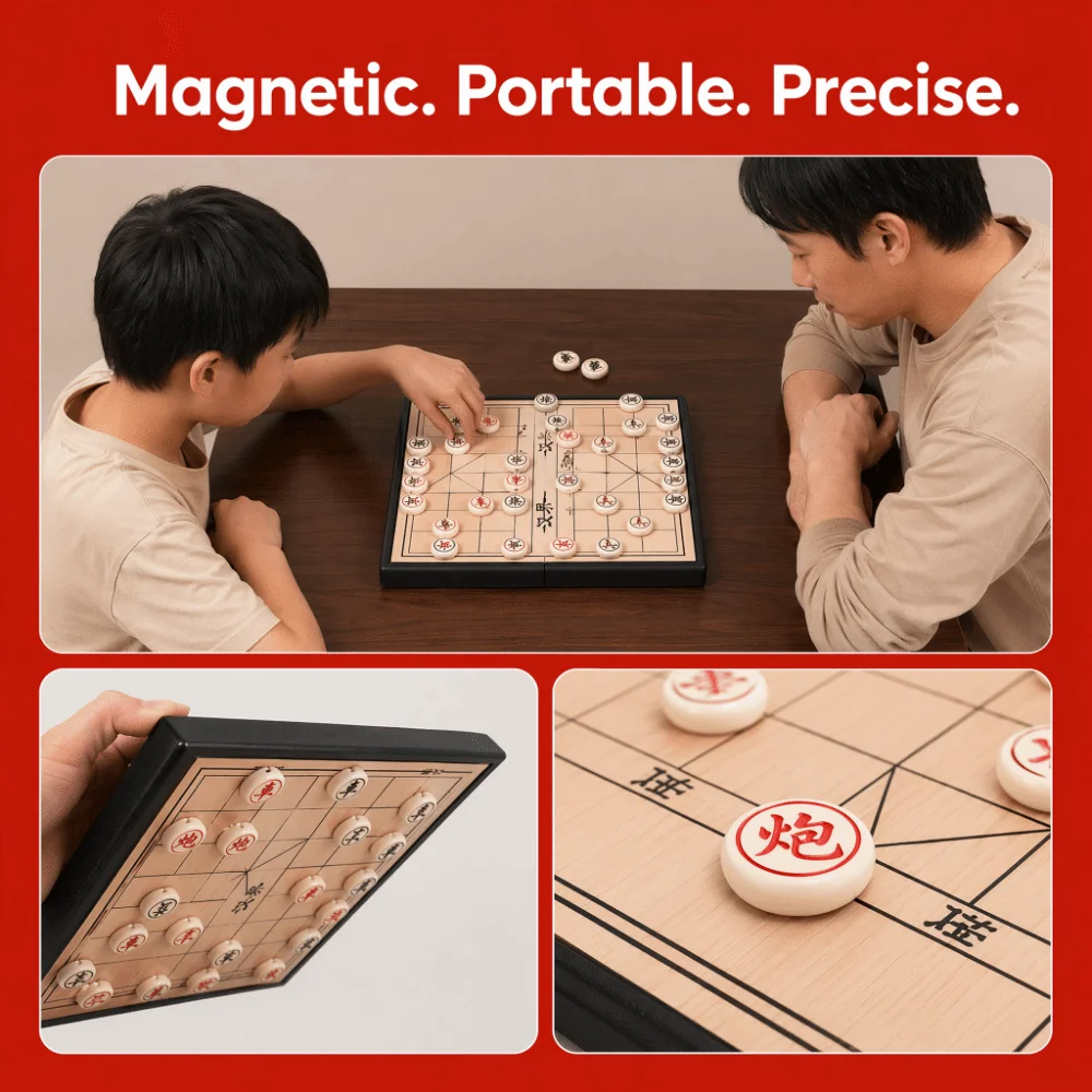 Vista del tablero de Xiangqi y piezas de juego