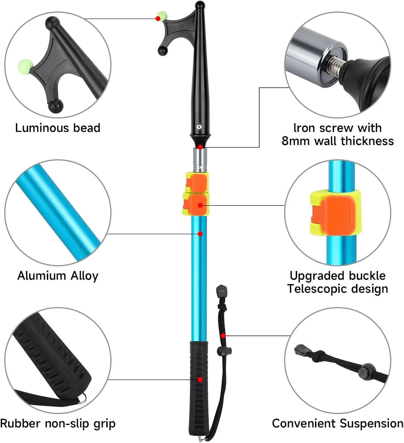Sanlike Gancho telescópico para amarre con poste aluminio extensible - imagen 2