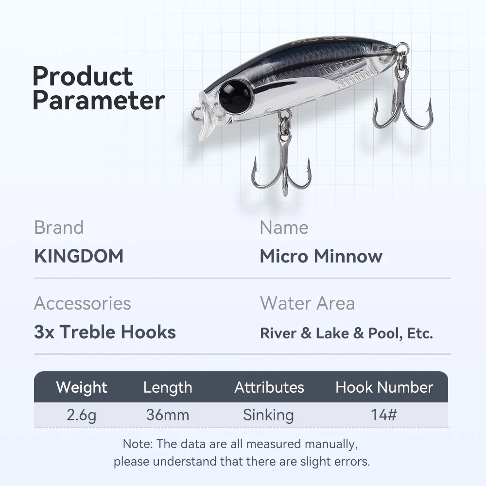 Kingdom Micro Minnow - Señuelo minnow hundido para lubina y trucha - imagen 2