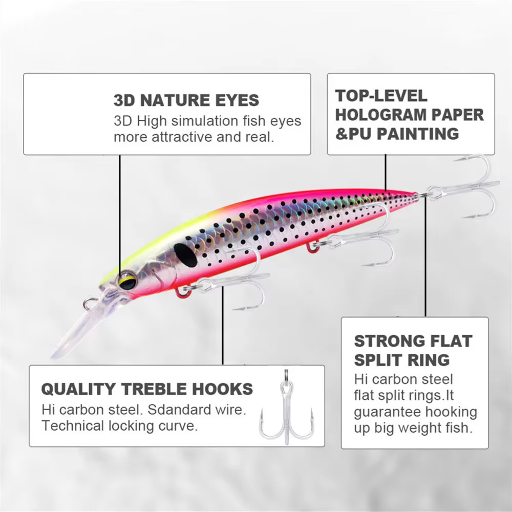 GREENSPIDER Jerkbait pesado hundimiento – Señuelo artificial lubina - imagen 4