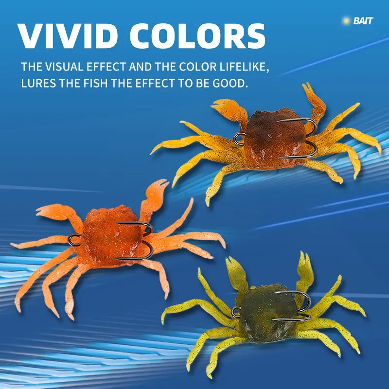 Señuelo cangrejo biónico 3D doble anzuelo PVC para agua salada y dulce - imagen 5