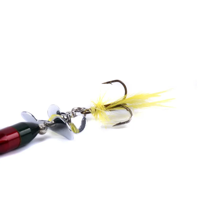 Señuelos giratorios doble hoja metal pintado con peso y triple pluma - imagen 2