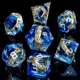 Dados poliédricos de resina fluida para D&D – azul y verde - imagen 3