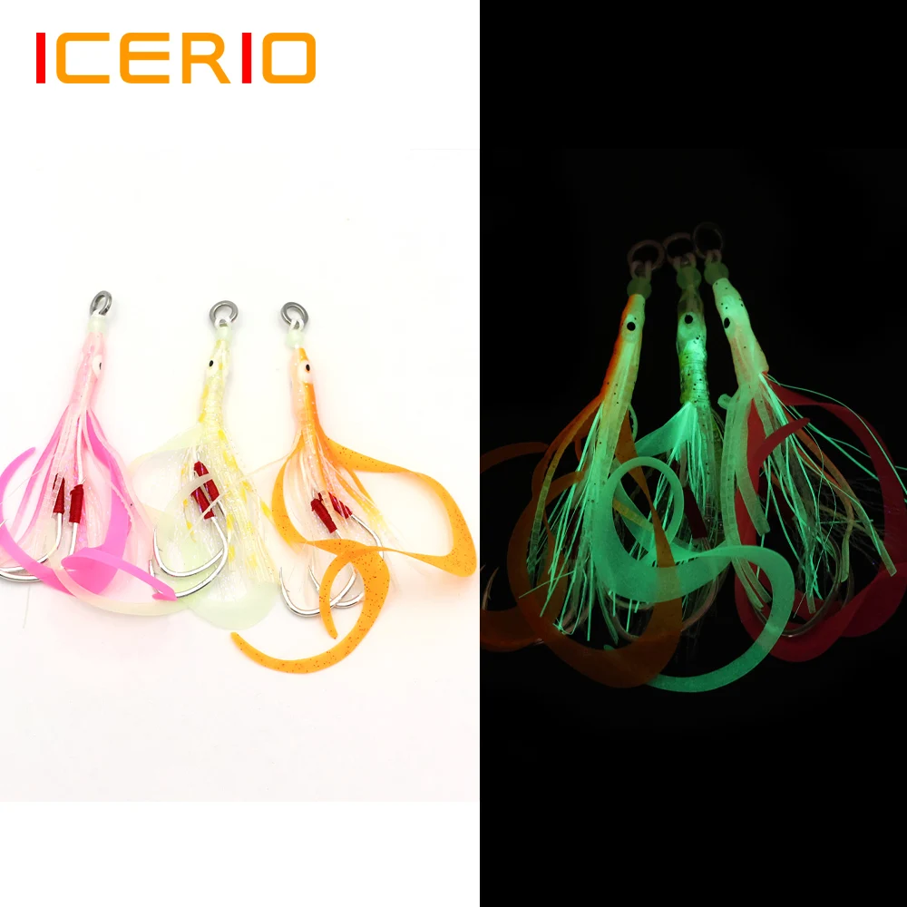 ICERIO señuelo calamar con falda UV luminoso para jigging y salada - imagen 2