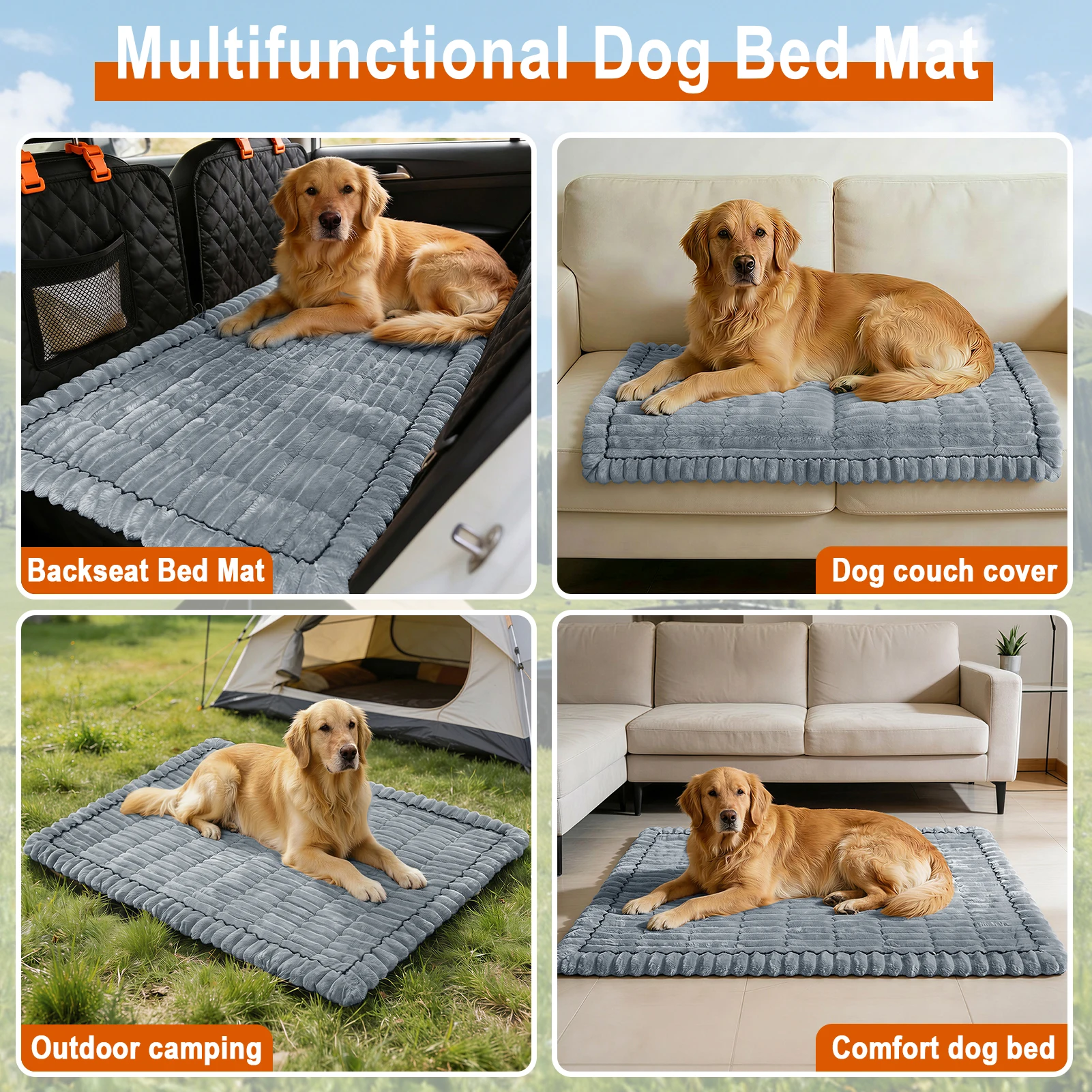 Cama para mascotas antideslizante a cuadros asiento trasero - imagen 3