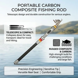 Caña telescópica de fibra de carbono portátil para pesca en mar