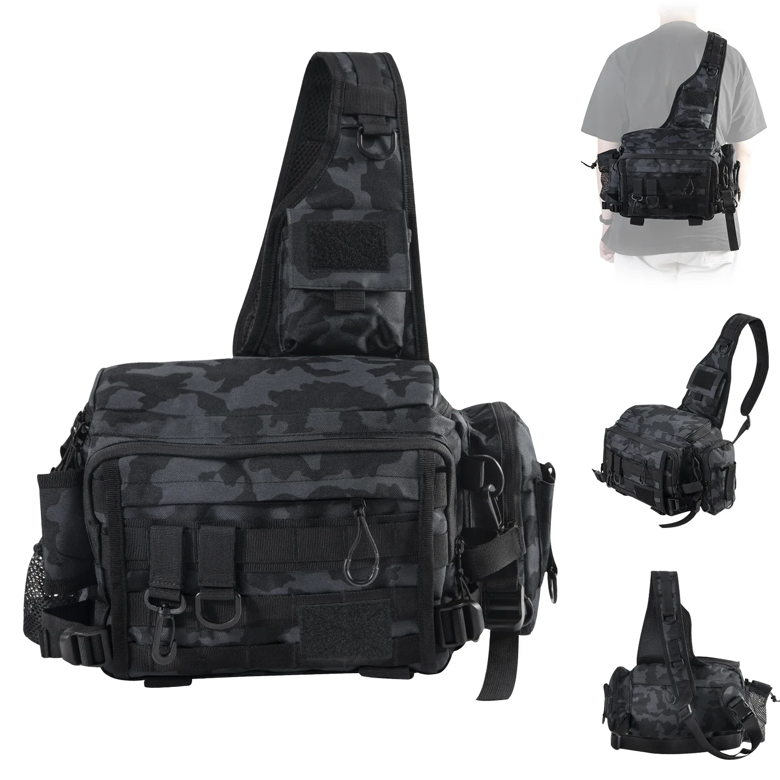 Bolsa de aparejos de pesca multifuncional vista frontal