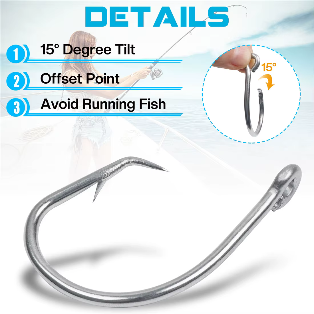 Anzuelos Circle Hooks Wide Gap – Acero Inoxidable para Tiburón y Atún - imagen 4