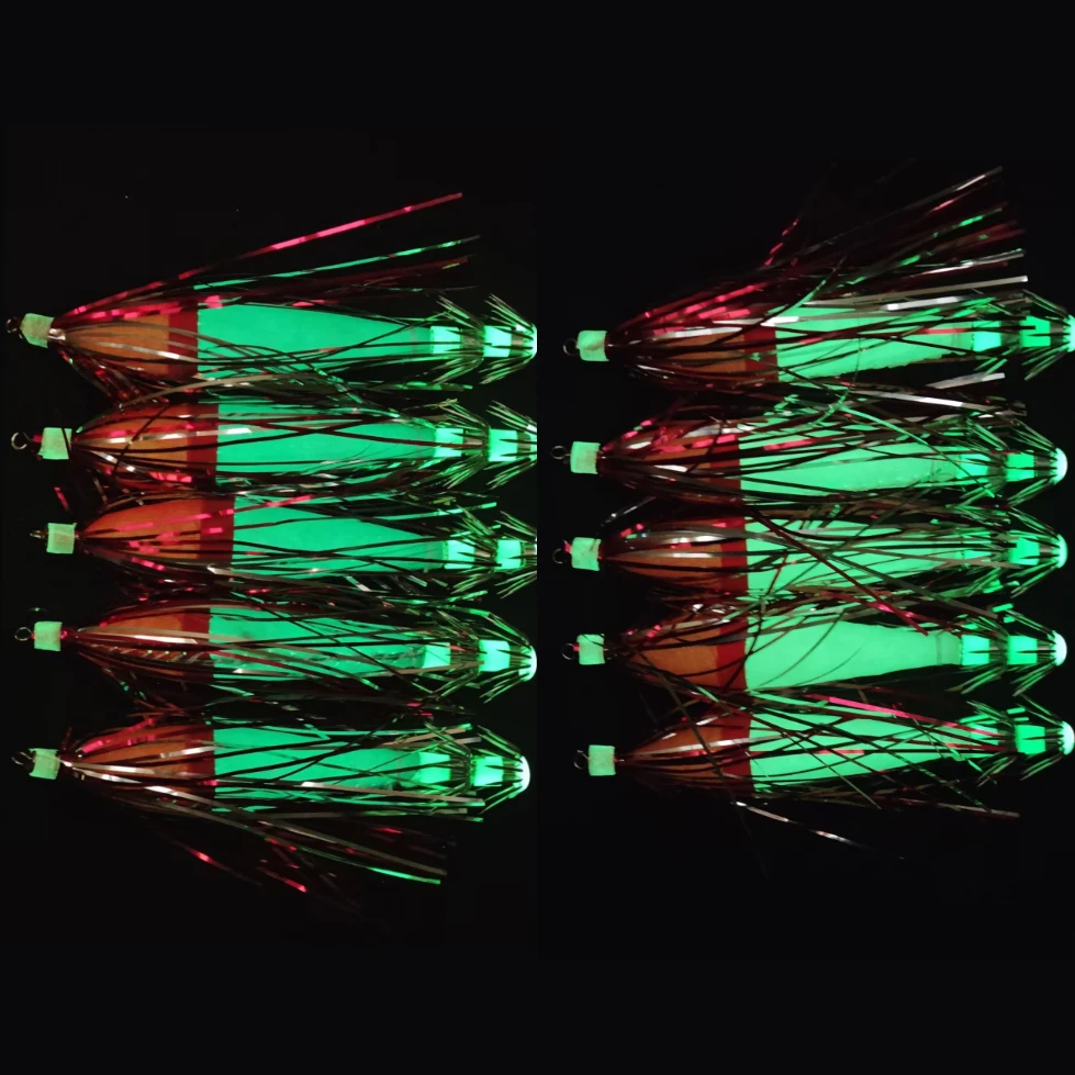 Jig de calamar Egi brillante glow con tinsel para pesca en agua salada - imagen 2