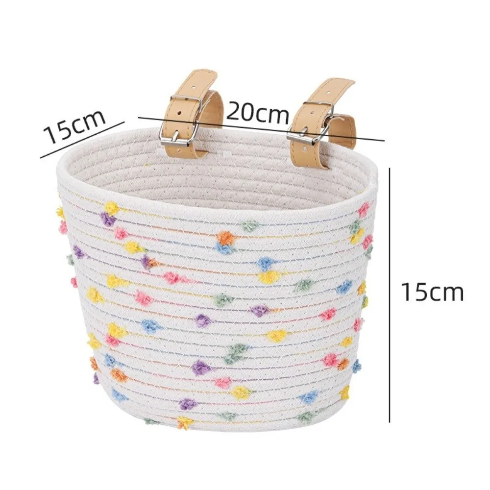 Cesta de bicicleta de cuerda de algodón con asa