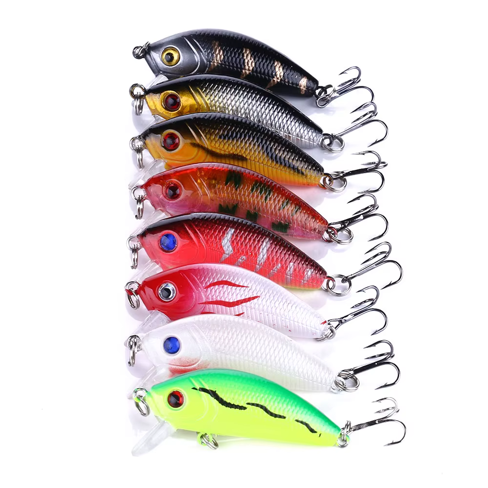 Pack Señuelos Minnow, VIB y Popper con Ojos 3D para Lubina y Lucio